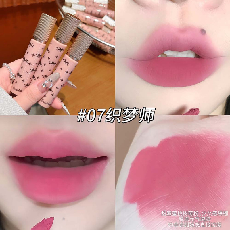 GreatAngel neblina obsidiana mate esmalte labial niebla vello maquillaje no es fácil de descolorar lápiz labial maquillaje transfronterizo