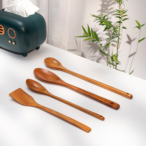 Japanese-style long-handled wooden spoon for stirring, extended cooking spoon, food supplement, wooden milk pot, stir-frying, wooden insulated soup spoon