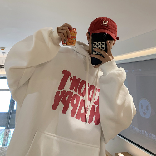 Cape sleeve padded hoodie men's fashion brand Ins autumn and winter men's loose Korean style fashionable versatile outerwear men's spring and autumn hat sweater clothing