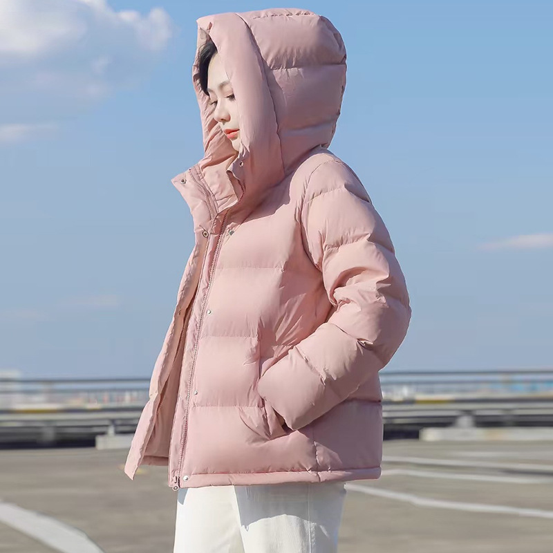 连帽小个子羽绒服女短款2025冬新款时尚休闲宽松加厚白鸭绒面包服|undefined