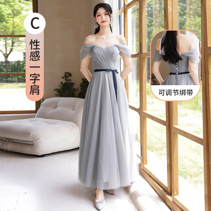 Silver grey colored evening dress bridesmaid dresses bigger sizes new  autumn/winter Chinese wind sister skirt bridesmaids satin XiuHe qipao dress