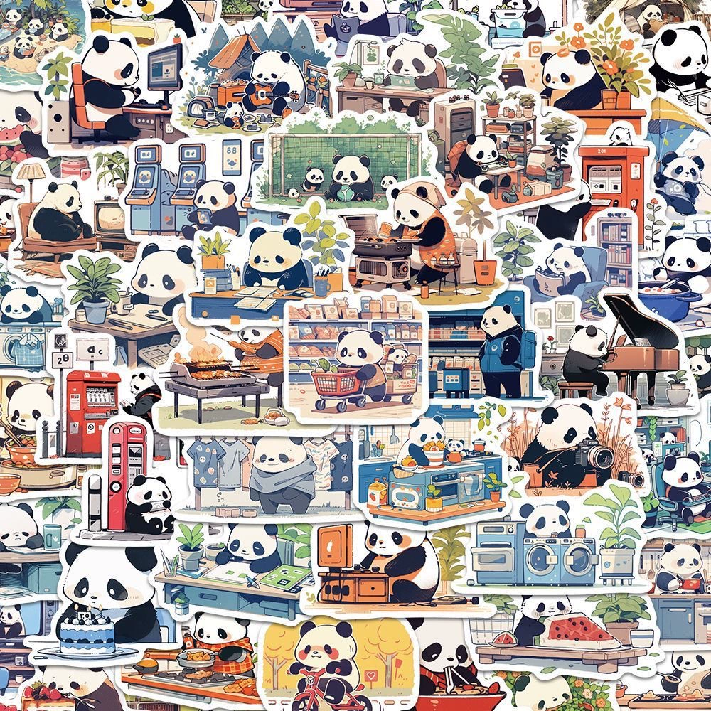 50 наклейки Panda милый мультфильм чехол для телефона diy наклейки для ноутбука чемодан стикер чашки не повторяется