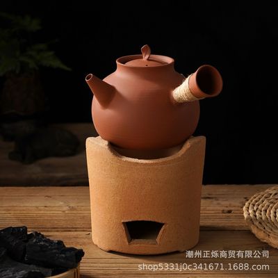 围炉煮茶土陶小泥炉煮茶炉子烧炭家用户外烤肉烤串老式家用泥炭炉|ru