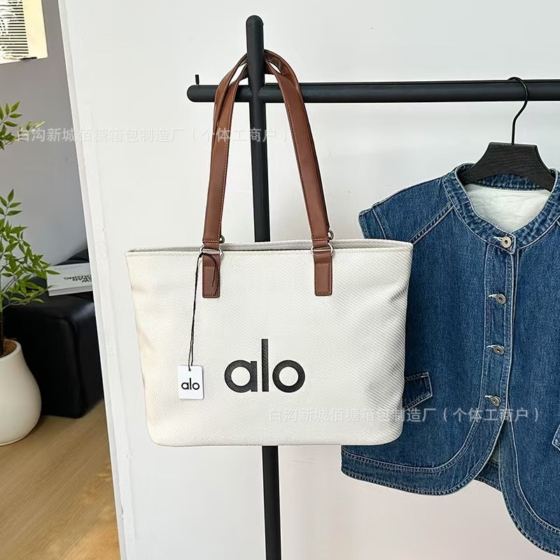 alo クロスボーダーヨガショルダーキャンバスバッグレディース大容量トートバッグショッピングバッグスポーツレジャートレンドフィットネスバッグ|undefined