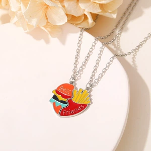 Luxurious Alloy Burger & Fries Pendant for Couples - 21cm-50cm