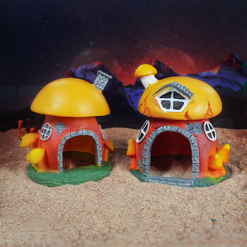 Venta caliente pecera acuario decoración de resina residencia escondida cangrejo hongo concha sala de jardinería caja de cría cangrejo