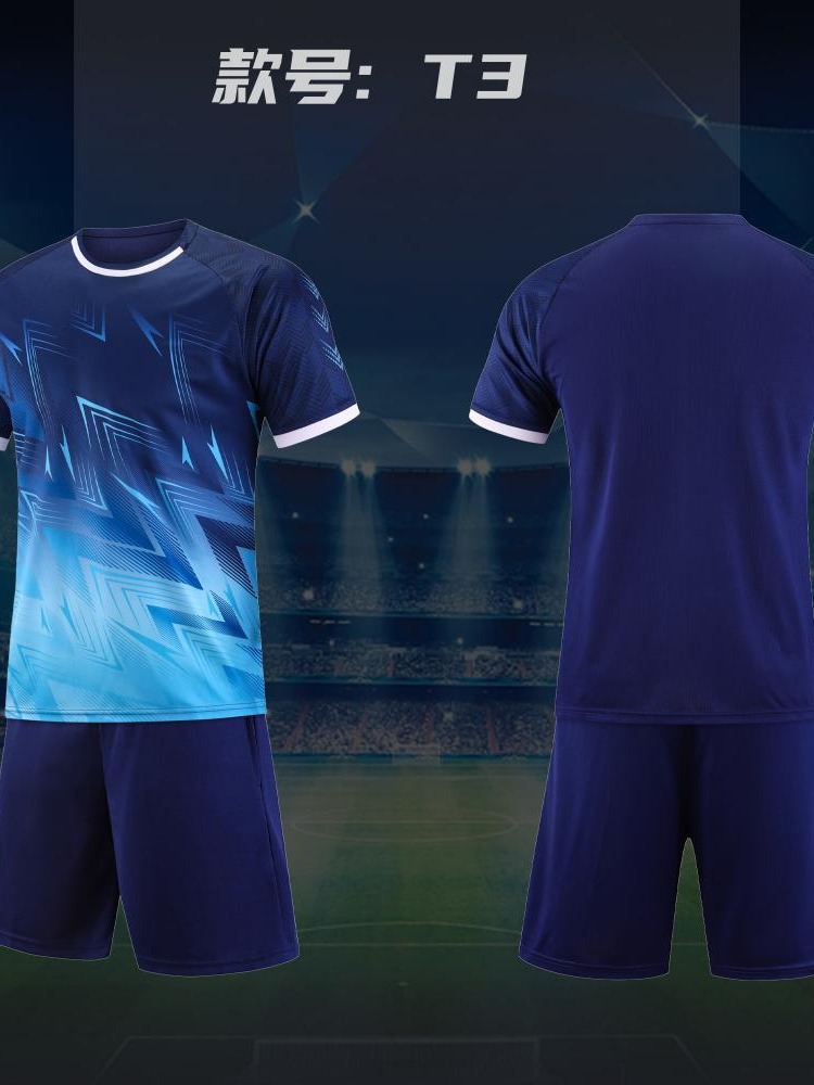 Juego de entrenamiento para hombres, ropa de entrenamiento para niños, ropa deportiva de manga corta para adultos, red jacquard T3 secado rápido