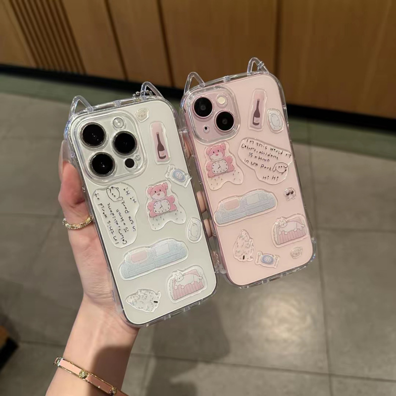 Korean-Style Cat Ear Phone Case Suitable for iPhone 17 Pro Max, High-End Creative Tpu Transparent Case with Precise Cutouts for 16 Pro and 15 Korean-Style Cat Ear Phone Case Suitable for iPhone 17 Pro Max, High-End Creative Tpu Transparent Case with Precise Cutouts for 16 Pro and 15