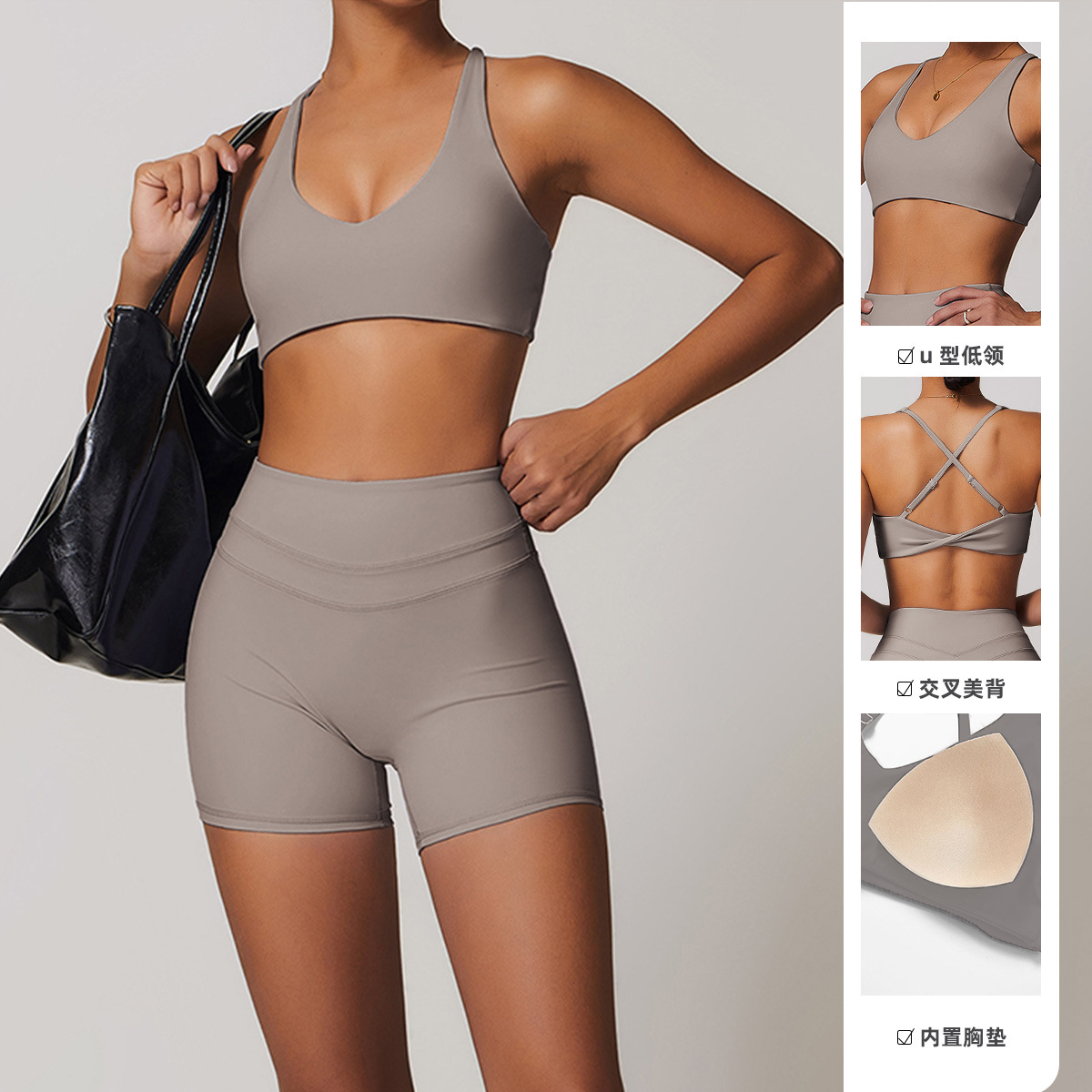 Europa y América desnudos sexy cruzadas de yoga de alta intensidad correr entrenamiento ropa interior deportiva ropa de yoga chaqueta superior