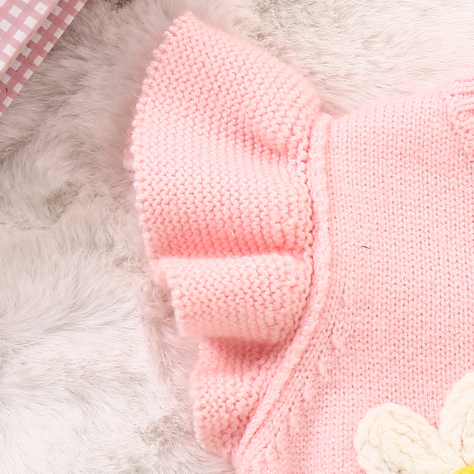 Baby Girl Flounced Sleeve Letters Flower Embroidery Lace Button Romper