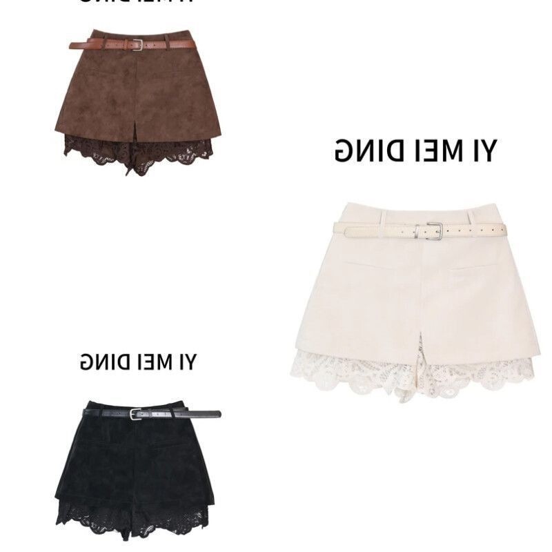 New Women's Shorts, Beautiful Lace Splicing, Versatile, Trendy Shorts This Year, Casual Wear for Autumn and Winter New Women's Shorts, Beautiful Lace Splicing, Versatile, Trendy Shorts This Year, Casual Wear for Autumn and Winter