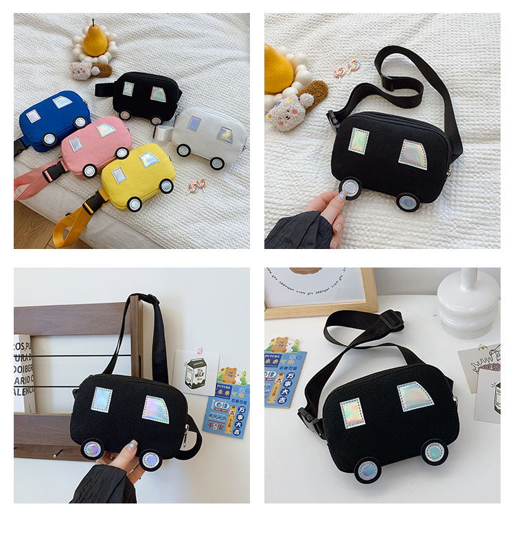 Niños Lienzo Color Sólido Lindo Hilo De Coser Cuadrado Cremallera Bolsas De Hombro display picture 2