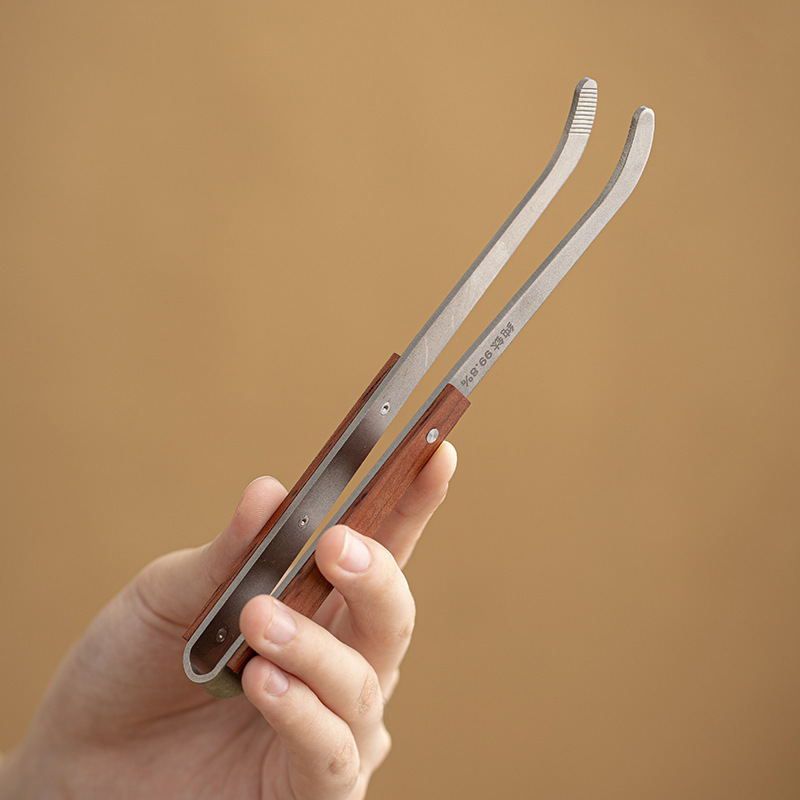 Pure titanium non-slip tea clip take tea tea cup tea set suit tweezers tea making tool kung fu tea clip high-end tea ceremony