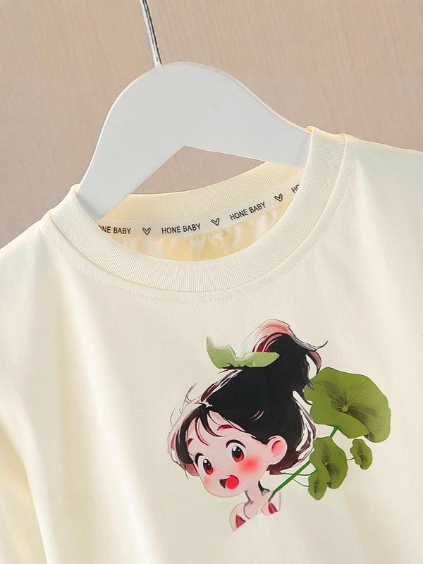 女の子サマースーツ2025新スタイル、ファッショナブルで美しい、超見栄えの良い子供用女の子夏半袖2点セット|undefined