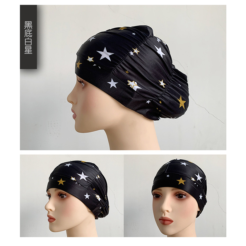 Fábrica al por mayor plisado paño gorro de natación extra grande circunferencia de la cabeza no apretado Pelo Largo oído protección natación caliente primavera unisex gorro de natación