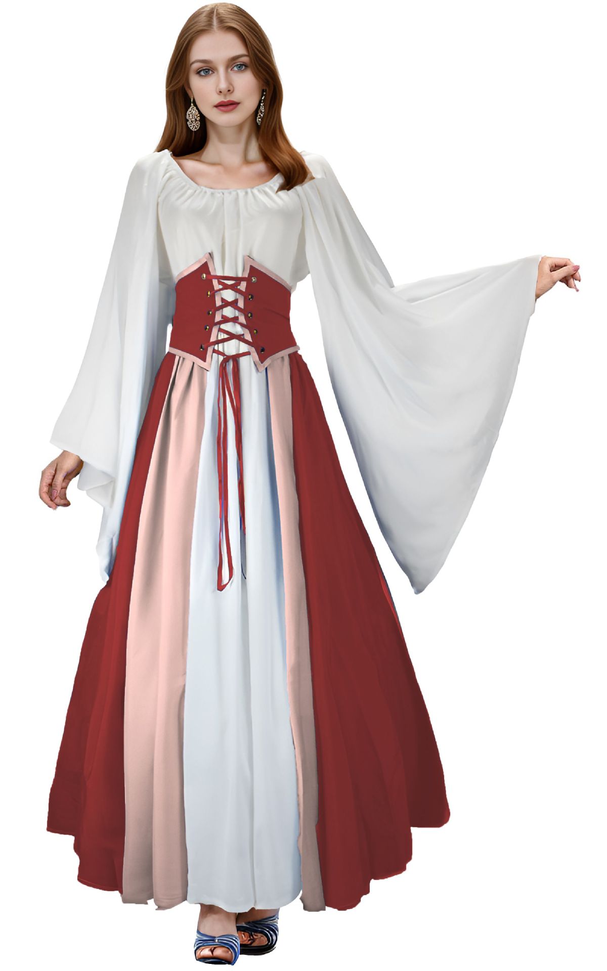 Halloween cos medieval renacimiento mujeres mono vestido largo traje de la etapa juego de rol traje Retro