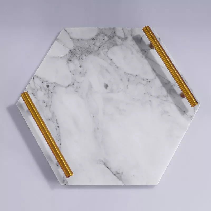 Nordic ins mango hexagonal bandeja de mármol simple bandeja de almacenamiento de joyas cosméticos bandeja de exhibición de tiro