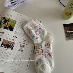 可愛電波 biubiubiu甜美lolita小熊棉襪學生JK襪子少女中筒襪女