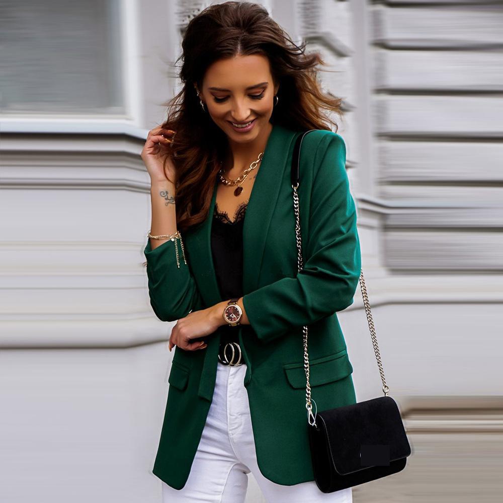 Women's Clothing best selling autumn and winter new products long sleeved lapel solid color casual tops small suit jacket women's trend_voghion.com