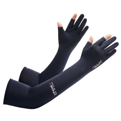Ice silk sun protection sleeves for men and women, outdoor sports, cycling and driving, thin, breathable, non-slip, anti-sweat fingerless gloves