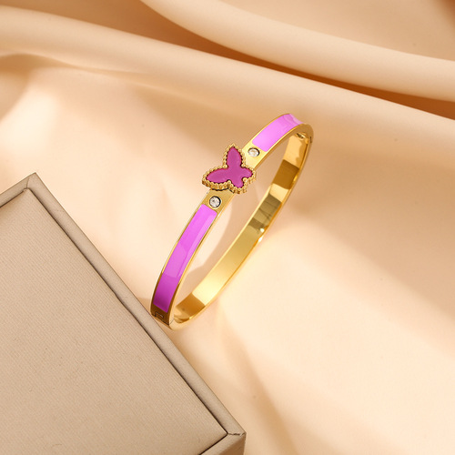 Eurasian cross-border colorfast titanium steel colored oil butterfly bracelet, temperament versatile personalized light luxury jewelry accessory