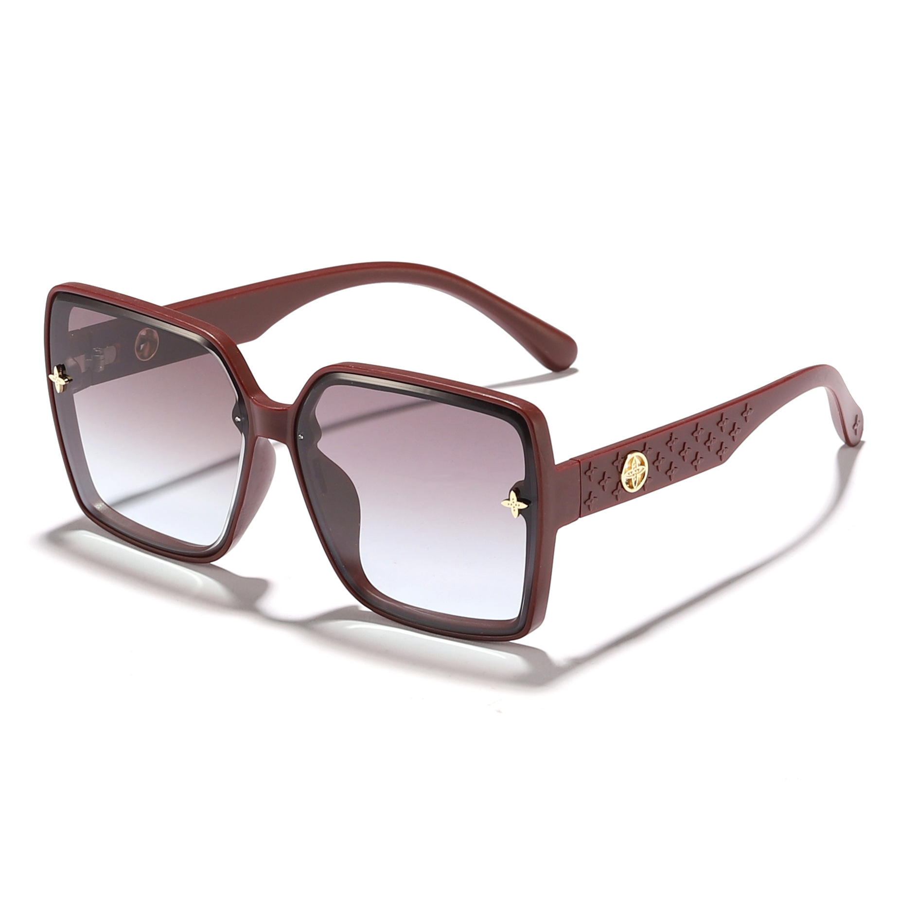 Nuevas gafas de sol de color degradado para mujer, marco generoso, patrón de pierna ancha, gafas de sol de alta gama simples, Douyin mismo estilo