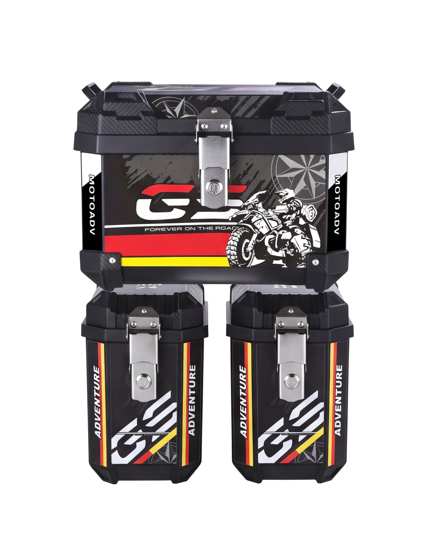 New cross-border 25L motorcycle side box set of three boxes, large capacity, waterproof, shock-resistant, non-aluminum alloy, universal tail box
