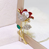 High-end elegant plant lamp, fashionable brooch, metal enamel, pin, clothing, accessory, Korean style, flowered