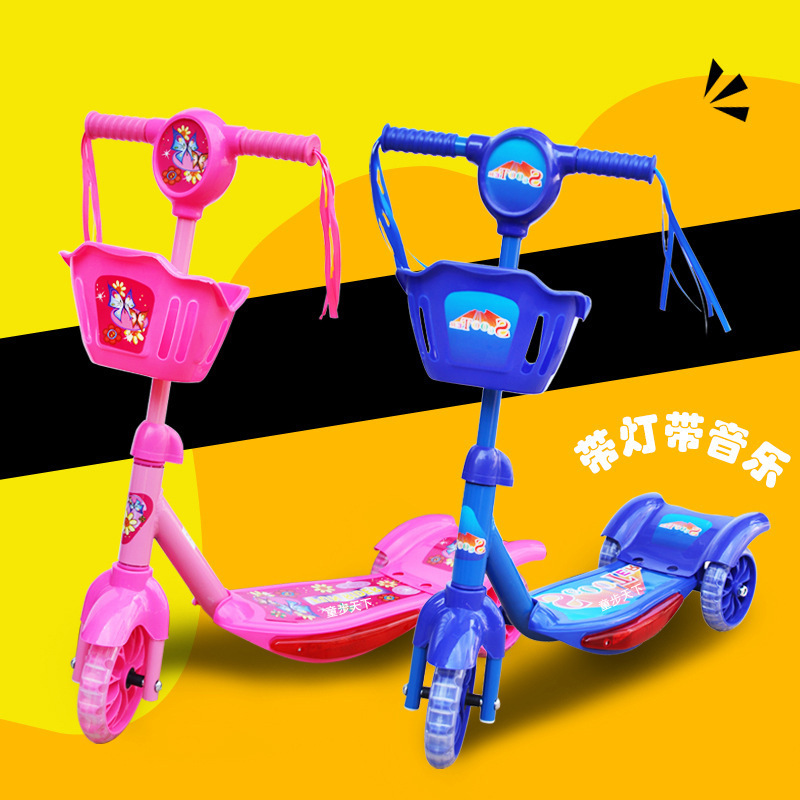 Factory direct baby tricycle with music scooter children's foreign trade pedal scooter with basket with light Factory direct baby tricycle with music scooter children's foreign trade pedal scooter with basket with light