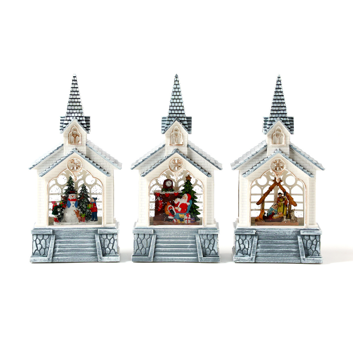 Regalo de Navidad Casa de Santa Claus Lámpara de viento de cristal Decoración de Navidad Decoración de la casa Nieve Música Caja de música