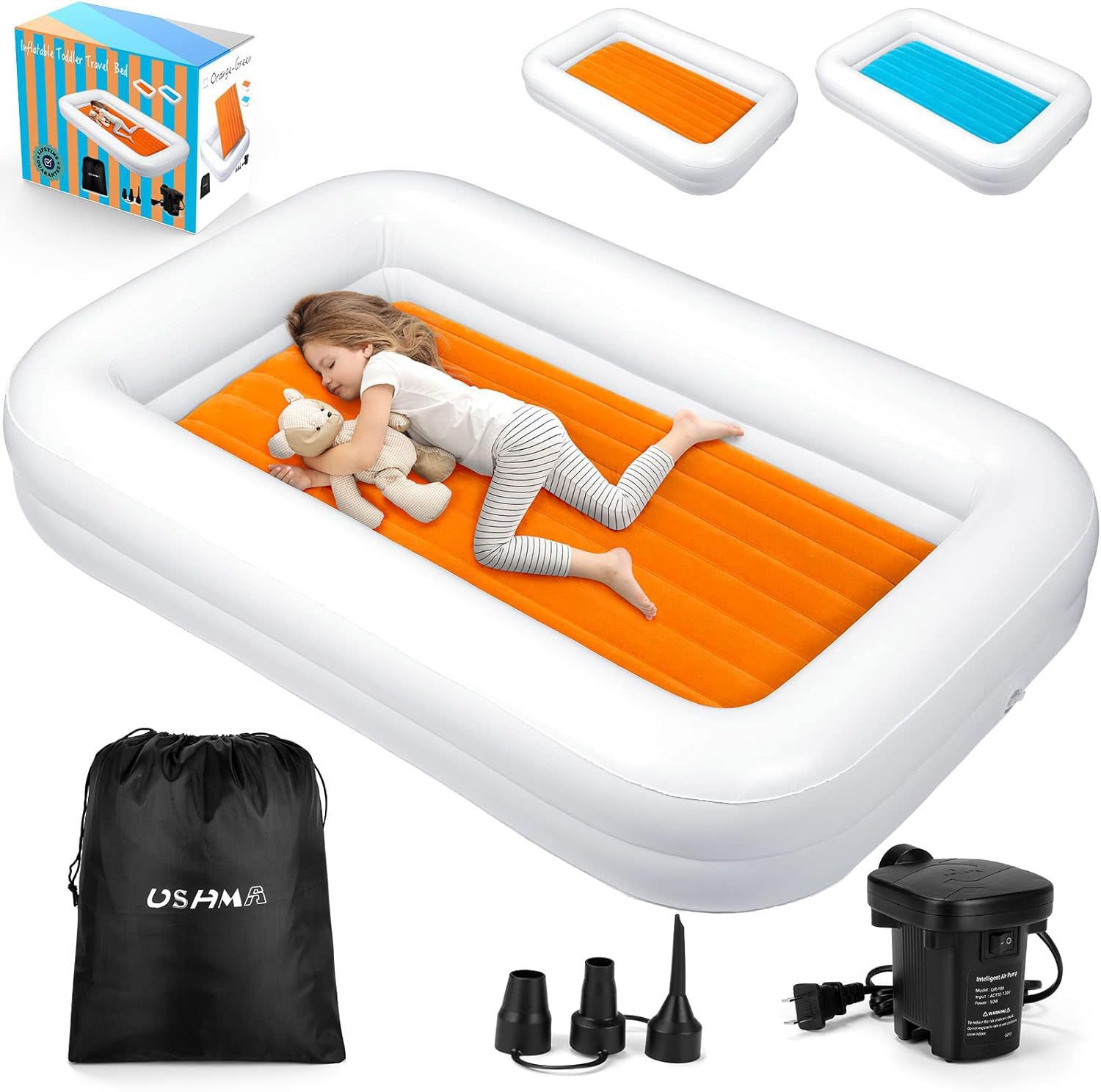 Inflatable Toddler Bed Portable Inflatable Bed Inflatable Travel Bed Detachable Mattress High Backrest Children's Mattress