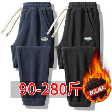 抓绒裤男春秋季厚款卫裤潮牌宽松大码保暖男裤摇粒绒运动裤子外贸