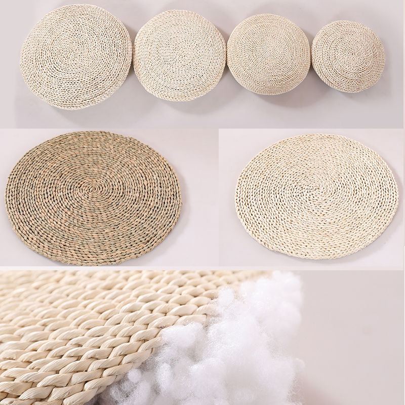 Pupu redonda, muelle de rodillas, meditación, cojín de estilo japonés, futón de paja, cojín de tejido de piel de maíz, suelo de tatami