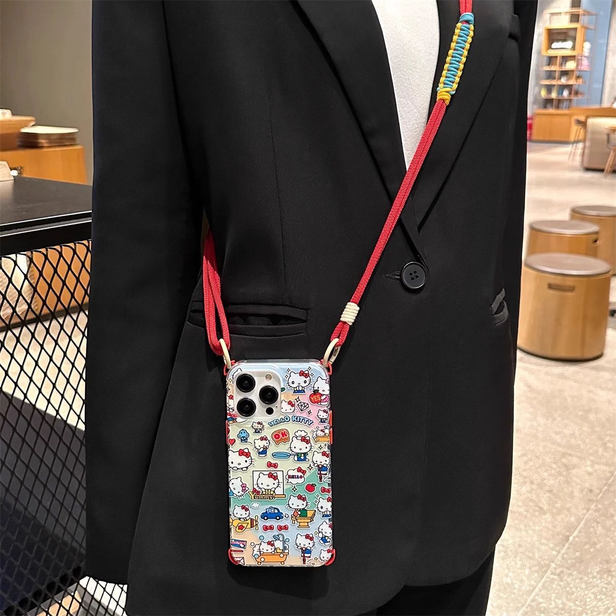 Ilustración de kt de pantalla completa de dibujos animados para iphone15 cuatro esquinas retráctil 16ProMax funda para teléfono móvil Apple 14 femenino 13