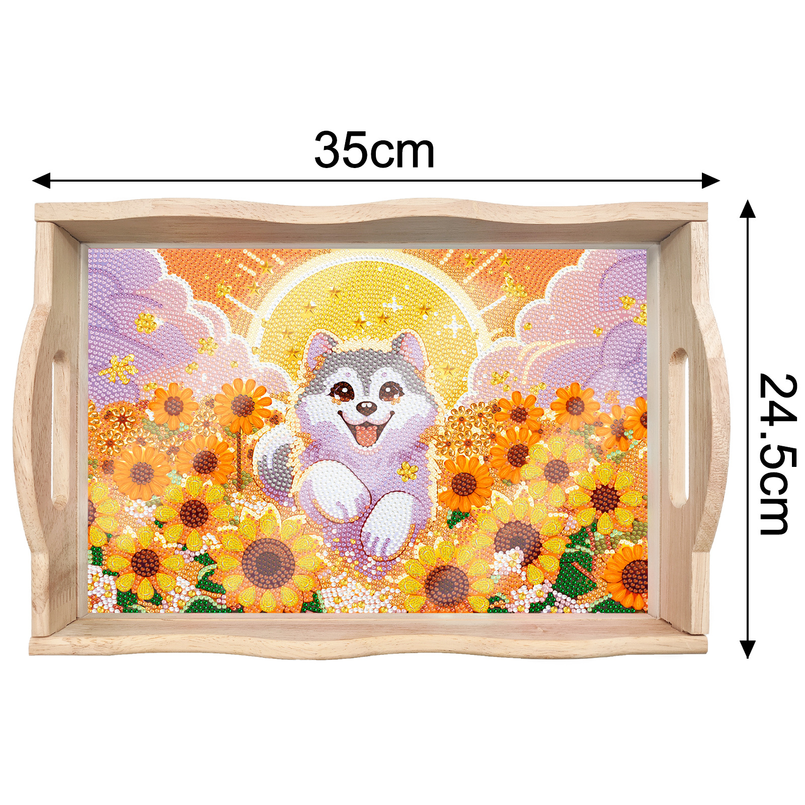 Transfronterizos dedicados a la pintura de diamantes DIY hecha a mano bandeja de madera cuadrada pegatinas de perforación de animales mandala personalizados