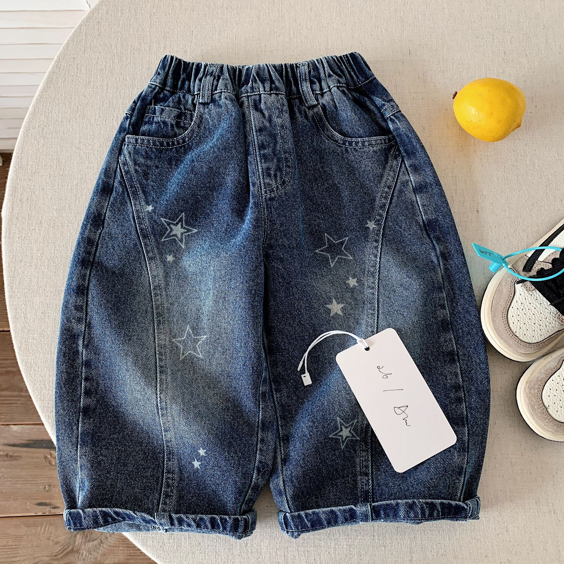 Children's Long Pants 2026 Autumn New Arrivals Boys and Girls Patchwork Loose Printed Jeans Baby Korean Style Star Pants