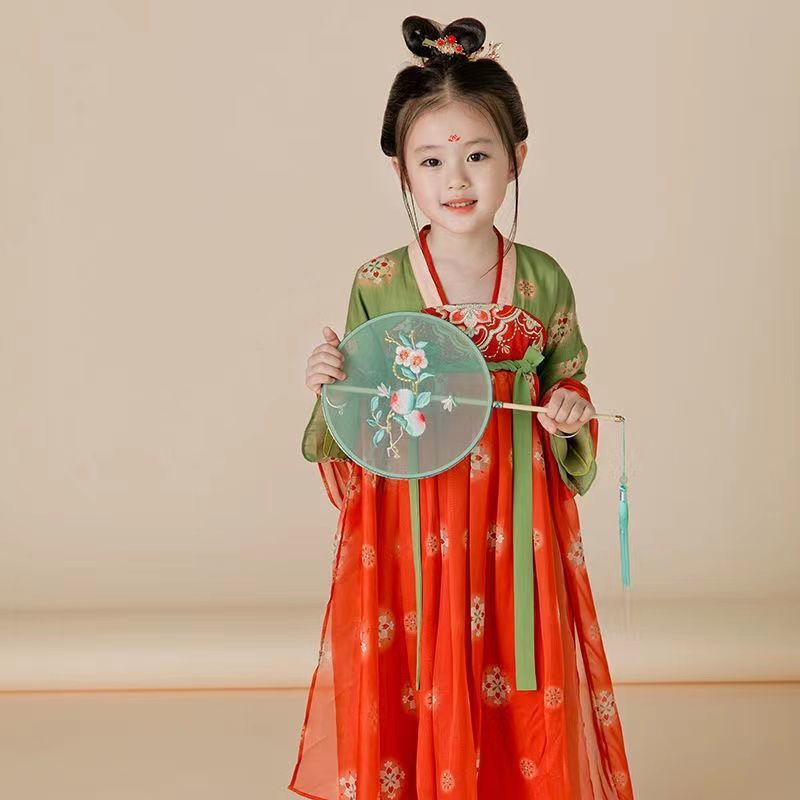 汉服小童女新款齐胸敦煌襦裙中国风幼儿园古风超仙春秋汉唐舞蹈服