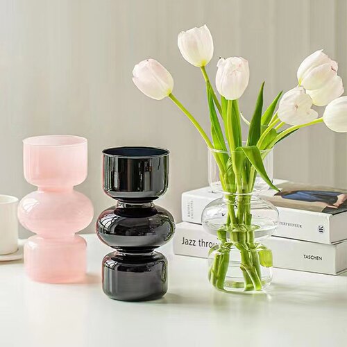 European retro glass vases wholesale living room office small vases flower vases high-end decorative crafts ornaments