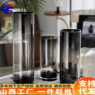 轻奢花瓶摆件高级感原色玻璃水养插花鲜花百合郁金香客厅餐桌装饰