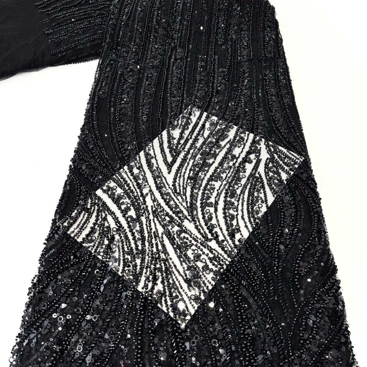 Hoja de madera sequin bordado tela de lujo ligero estilo francés vestido de boda vestido de moda de fiesta vestido de cena tela image 5
