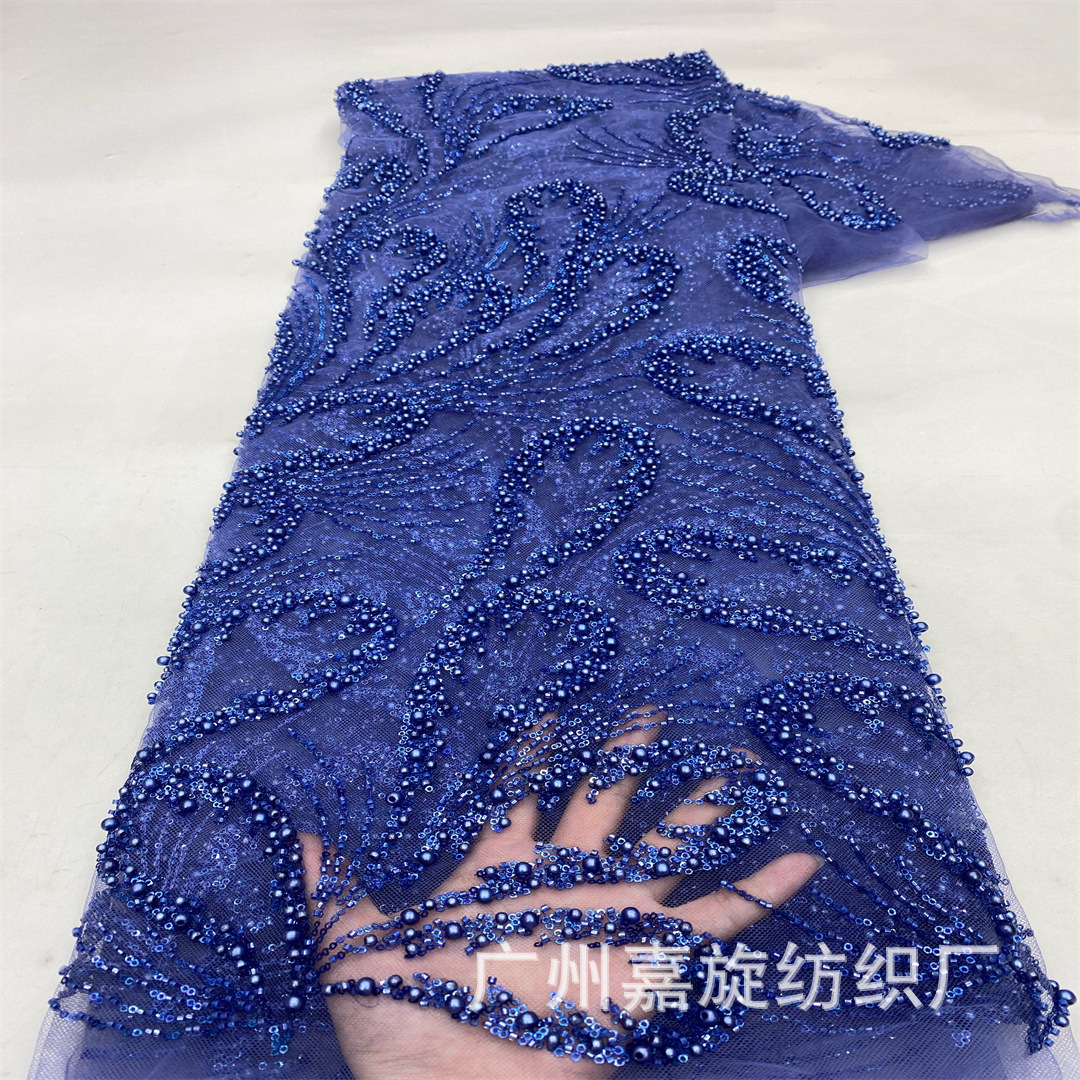 Nueva tela de encaje con lentejuelas de colores dulces, estilo europeo y americano, con bordado africano, malla de poliéster, tela bordada para vestidos de moda.