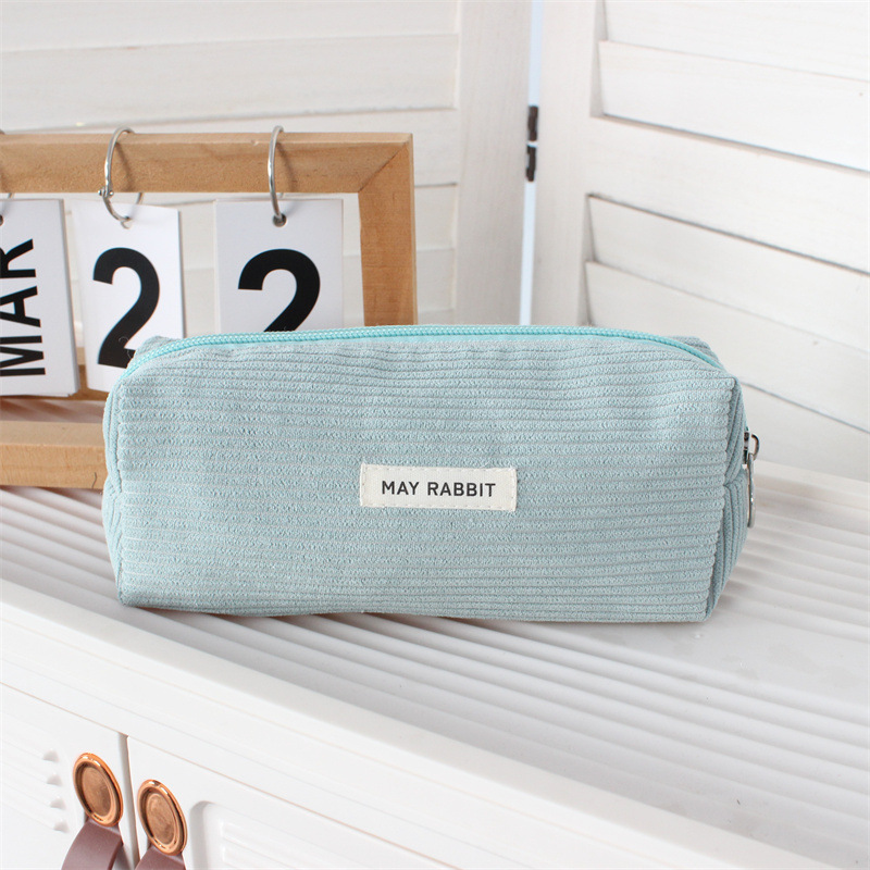 Estuche para lápices de pana de color sólido para estudiantes de primaria, artístico y sencillo, bolsa de almacenamiento para escuela secundaria, bolsa de papelería de gran capacidad, caja de papelería, caja de lápices image 20