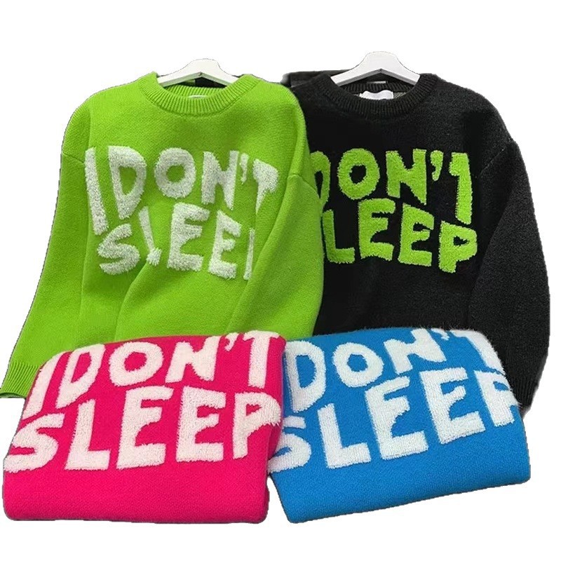 Unisex Oversized Vintage Sweater - 90s Streetwear Style Ribbed Hem Pullover (Green/Black, Sizes M-3xl)_voghion.com