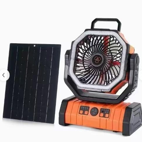 Lámpara Ventilador Solar para Camping, Portátil y Silencioso, con Luz LED para Aire Libre