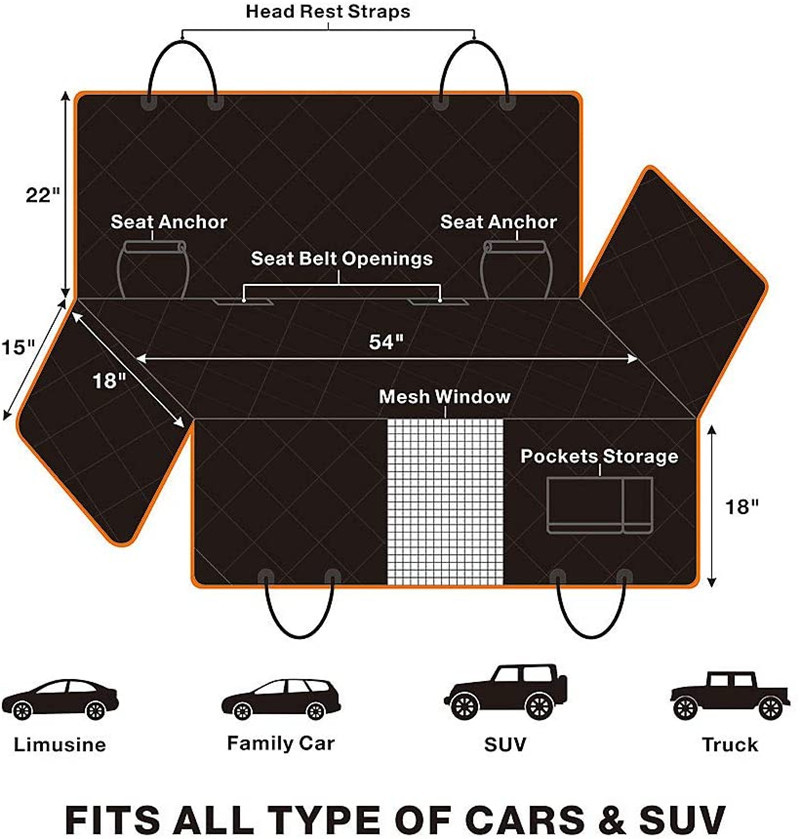 Estera del animal doméstico del coche estera del perro estera del coche impermeable Amazon Venta caliente