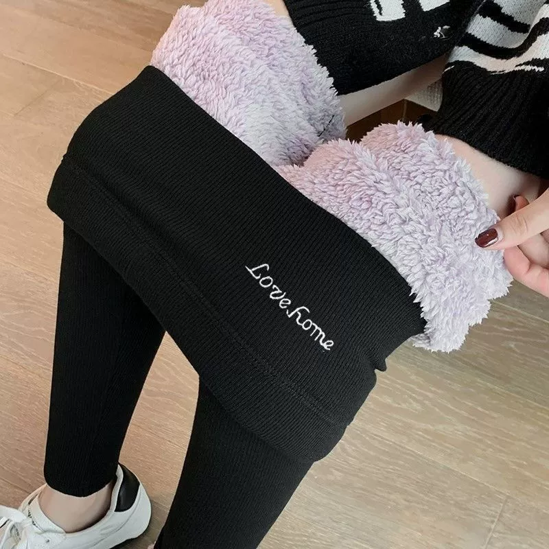 Fleece thin warm velvet leggings, demi-season keep warm trousers