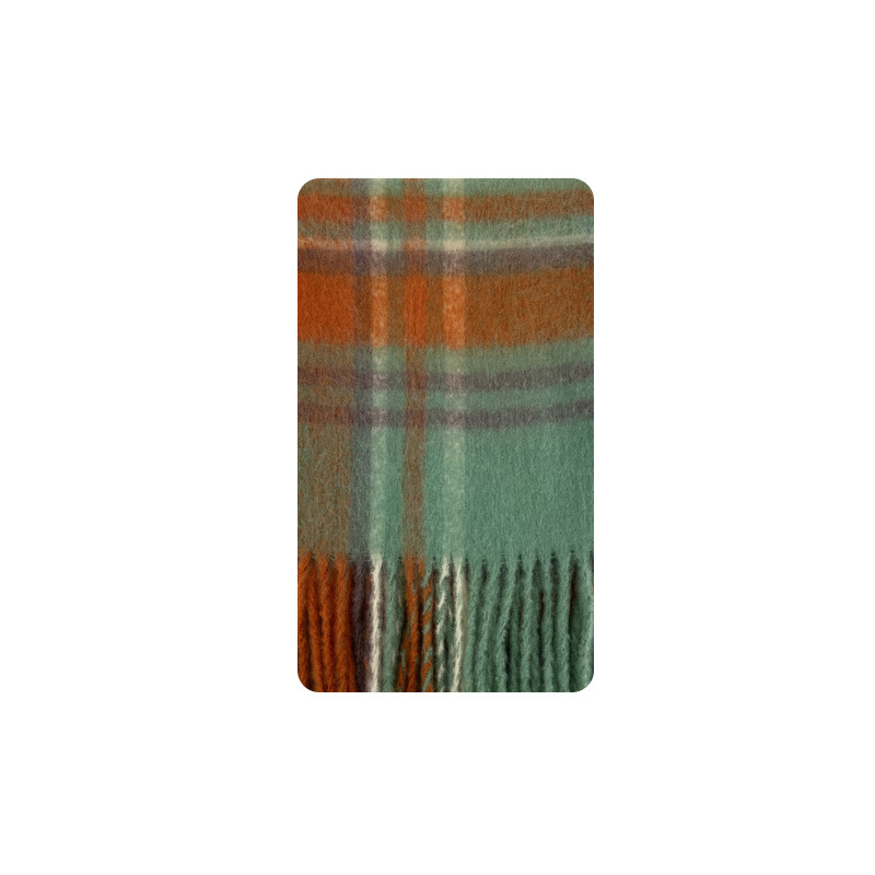 Designer wool checked fringe scarf for women AutumnWinter warm soft ambience shawl bib_voghion.com