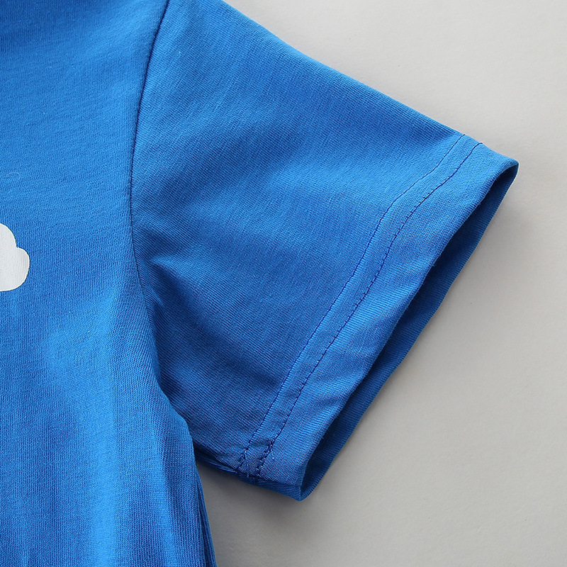 Camiseta de verano para niños Camiseta de algodón de punto para niños Camiseta de cuello redondo estilo europeo y americano para niños Camiseta corta Linda impresa