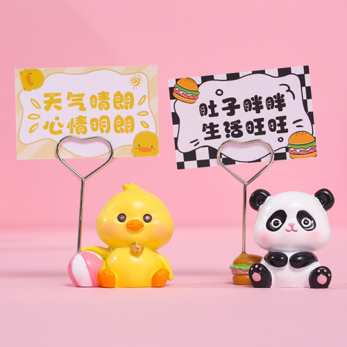 Cute Q Pet Time Note Holder Cute Pet Small Animal Multifunctional Desktop Decorative Ornaments Creative Office Note Holder