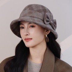 新款老太太加厚帽妈妈格子卷沿盆帽秋冬奶奶保暖盆帽优雅渔夫帽潮